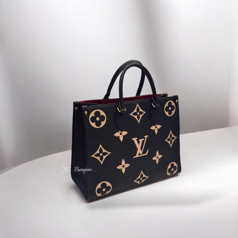 LV黑色/米白色拚色牛皮OnTheGo MM M45495-0