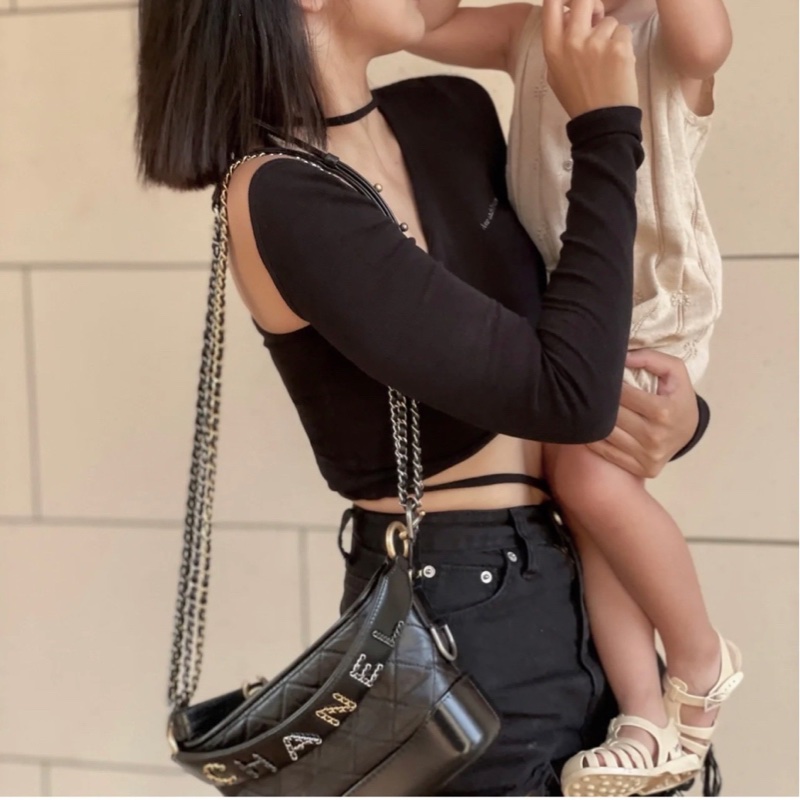 Chanel 香奈兒 流浪 小號 黑金字母 寬肩帶 手柄 重工款 尺寸 約20*15 手提單肩-5