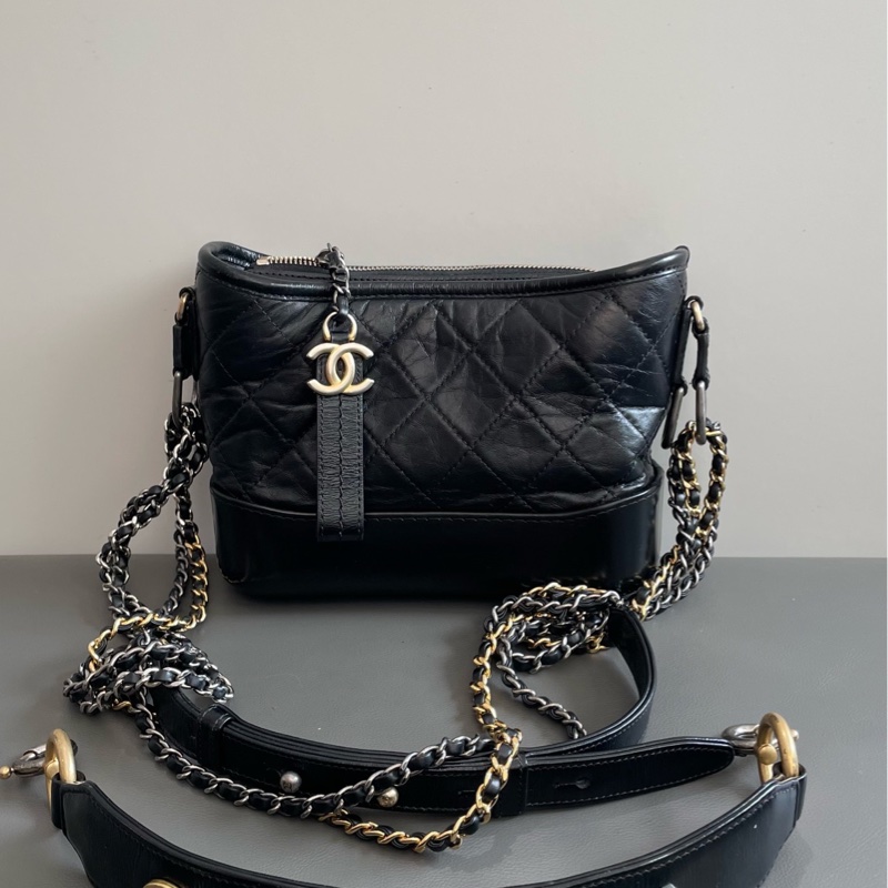 Chanel 香奈兒 流浪 小號 黑金字母 寬肩帶 手柄 重工款 尺寸 約20*15 手提單肩-6