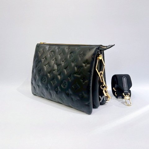 LV Coussin PM黑小羊皮壓紋肩背包M21260-3