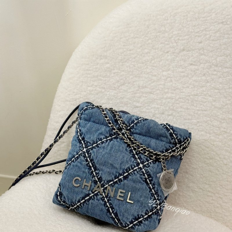 CHANEL牛仔丹寧Mini22包/AS3980-0