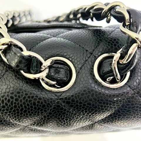 CHANEL COCO30黑荔枝銀釦大型口蓋包A58600-8