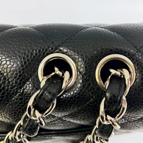 CHANEL COCO30黑荔枝銀釦大型口蓋包A58600-10