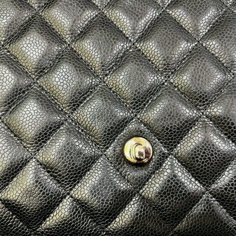 CHANEL COCO30黑荔枝銀釦大型口蓋包A58600-11