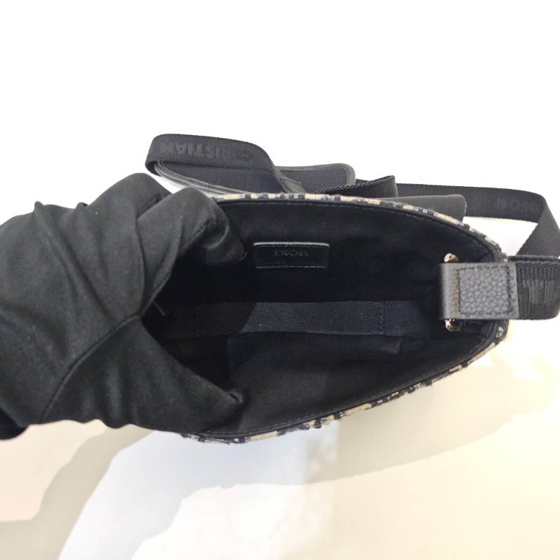 Dior 藍緹布銀釦下蓋插釦EXPLORER斜背信差包-7