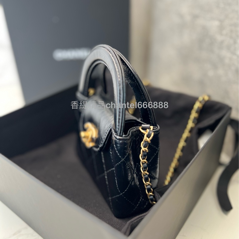 (已售出💗香緹國際精品💗 Chanel Kelly mini 油蠟牛 黑金-2