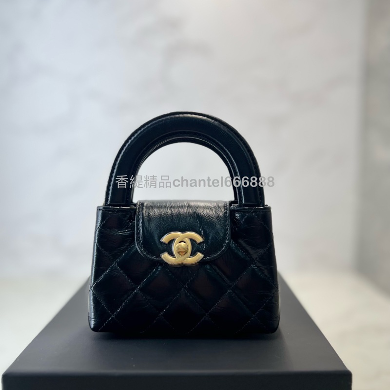 (已售出💗香緹國際精品💗 Chanel Kelly mini 油蠟牛 黑金-4