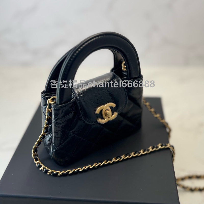 (已售出💗香緹國際精品💗 Chanel Kelly mini 油蠟牛 黑金-9