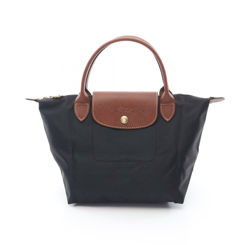 Longchamp Le Pliage Original S 手袋 L1621089001 帆布皮革再生聚醯胺帆布黑棕色全新女款-0
