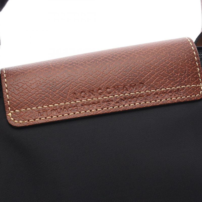 Longchamp Le Pliage Original S 手袋 L1621089001 帆布皮革再生聚醯胺帆布黑棕色全新女款-3