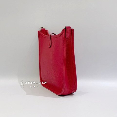 Hermes覆盆莓紅TC皮點點背帶Mini Evelyne 16-3