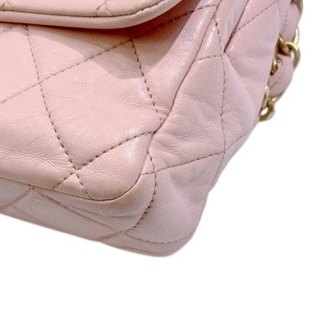 CHANEL 櫻花粉金幣鍊條口蓋肩背包AS4000-12