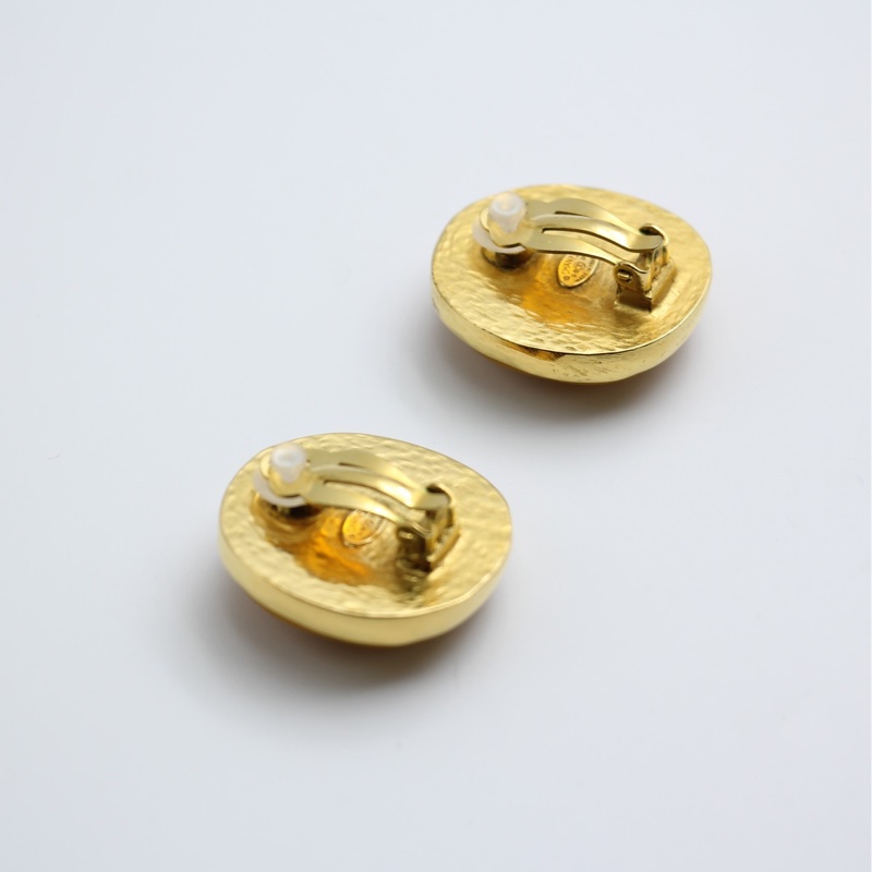 Chanel Vintage 98P仿蜜蠟焦糖色CC logo耳夾-8