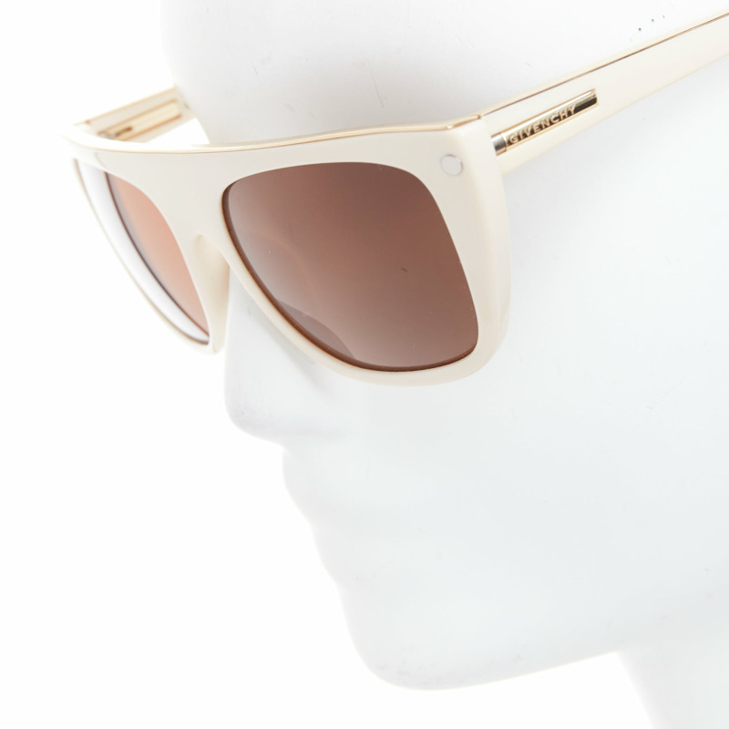 GIVENCHY SGV883 cream acetate gold top logo sunglasses-1