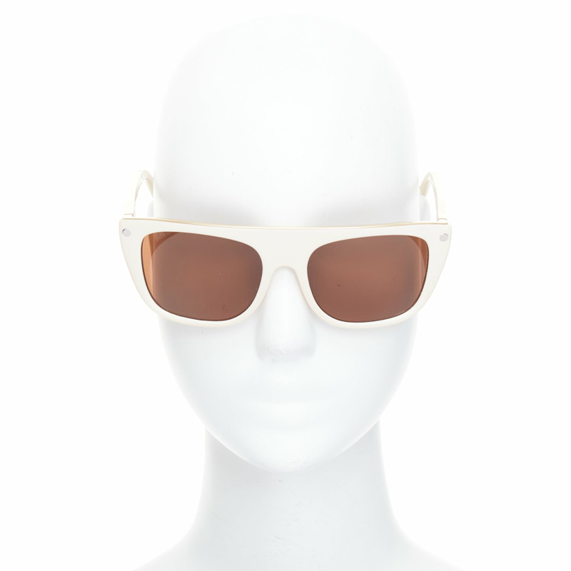 GIVENCHY SGV883 cream acetate gold top logo sunglasses-2