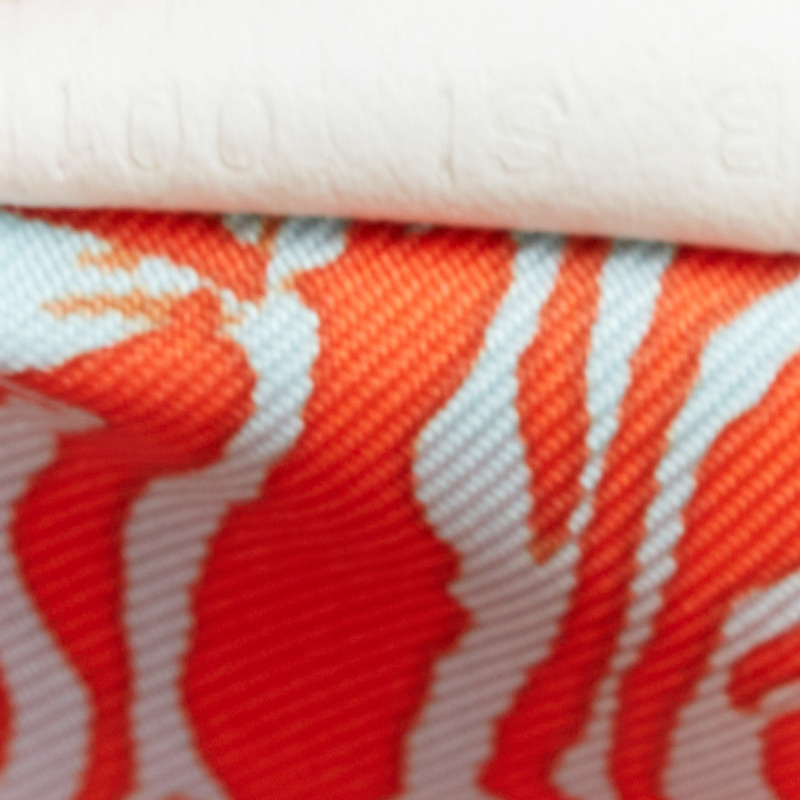 HERMES Silk'in cream leather red wild print silk lined compact wallet-8