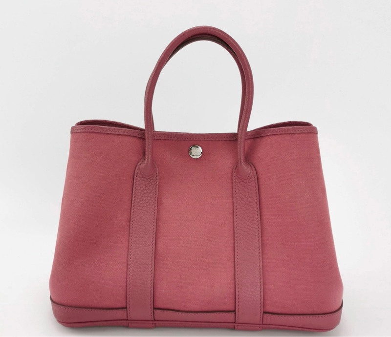 Hermes GP 30手提包帆布 Negonda牛皮银扣G5玫瑰木粉框c刻-12