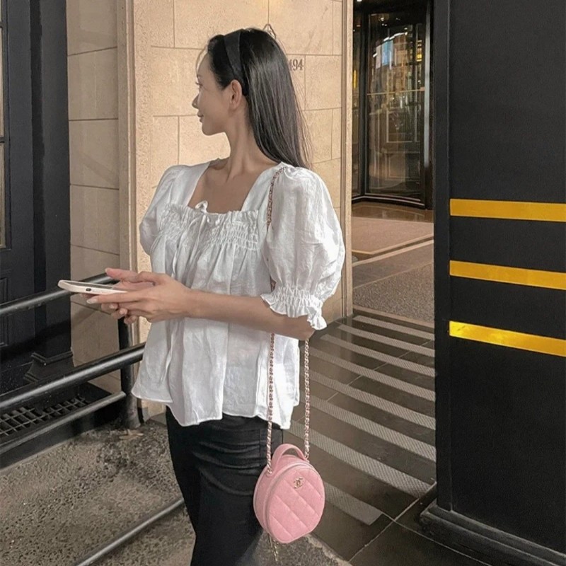 香奈兒 Chanel 櫻花粉 粉色 雙層圓餅手提包 鍊包 肩背包 斜背包~❤️-5