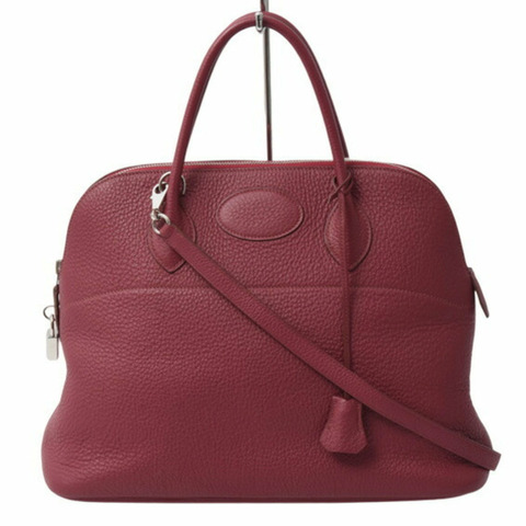 Hermes Bolide 35 女士手提包 Taurillon Clemence 波爾多色 □N 印花 HERMES