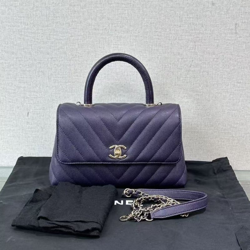 CHANEL 紫金色CoCo handle小號 手提斜背包 23*14*9 98新配件塵袋-0
