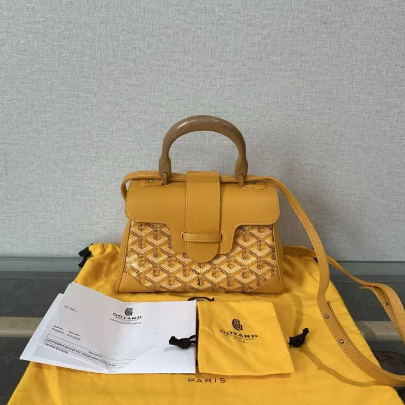Goyard 木手柄mini黃色肩背斜背包 20*15*7.5 98新 配件塵袋購證-0