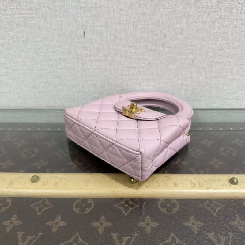 ✨CHANEL Kelly mini nano粉紫色金扣12*8*4 98新配件塵袋-1