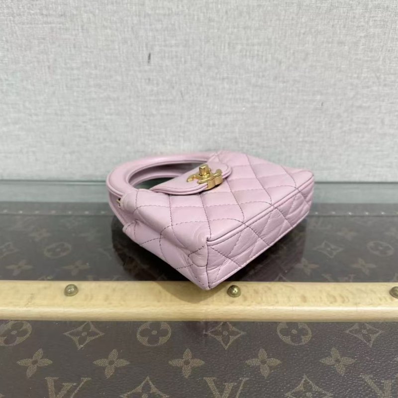 ✨CHANEL Kelly mini nano粉紫色金扣12*8*4 98新配件塵袋-3