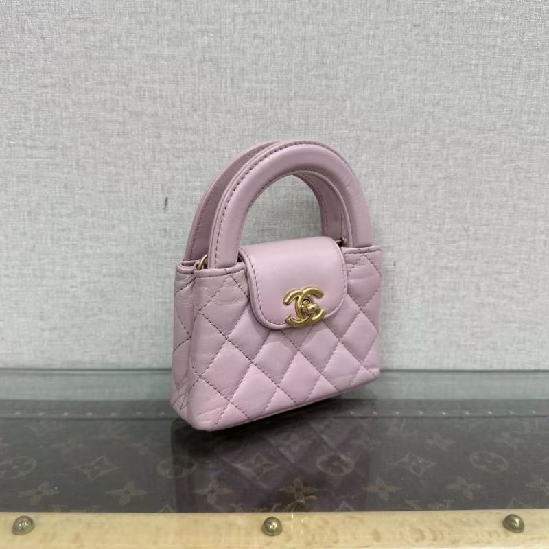 ✨CHANEL Kelly mini nano粉紫色金扣12*8*4 98新配件塵袋-4