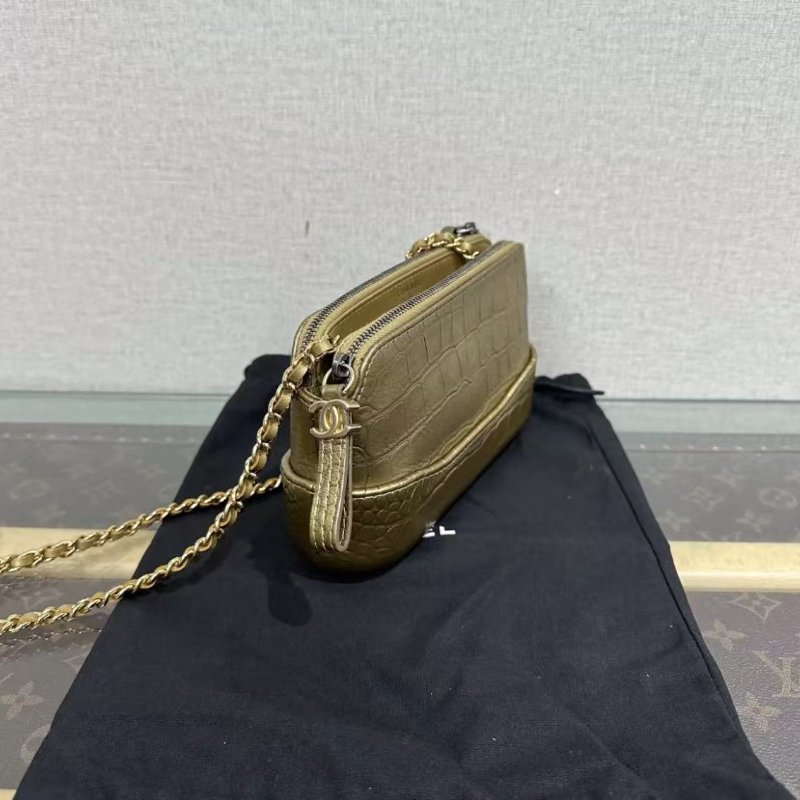 ✨CHANEL 鱷魚壓紋金色流浪mini 18*11*5  98新 配件盒子塵袋購證-4