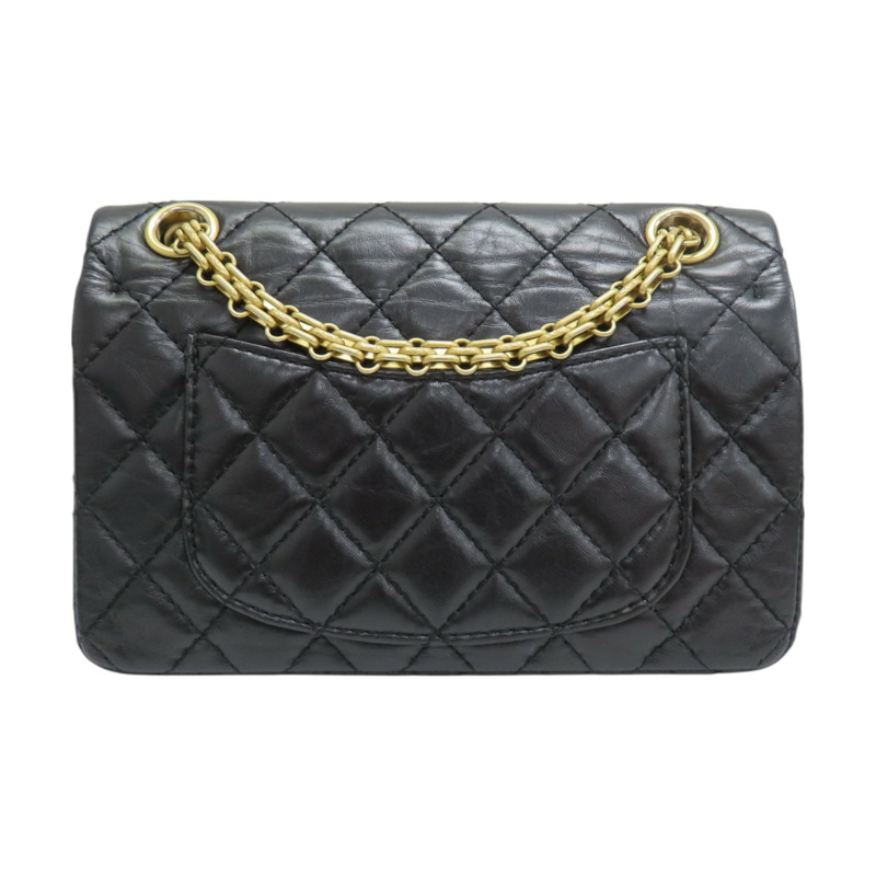 黑色 菱格紋 皮革 2.55 鍊帶 肩背包-1