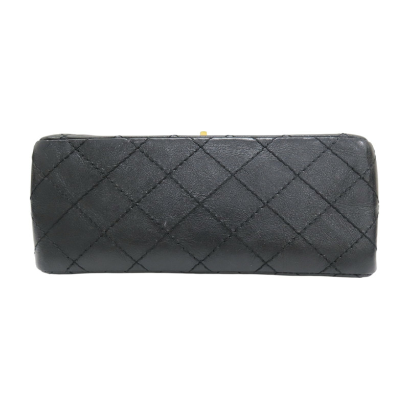 黑色 菱格紋 皮革 2.55 鍊帶 肩背包-3