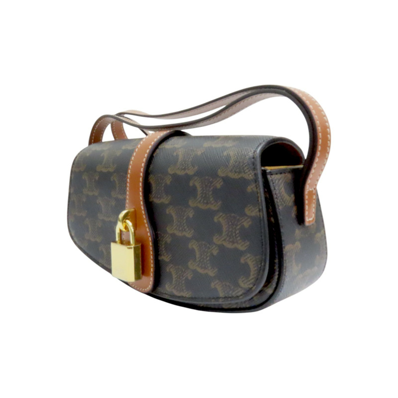 棕色 Triomphe 帆布 牛皮 Clutch On Strap Tabou 兩用包-2