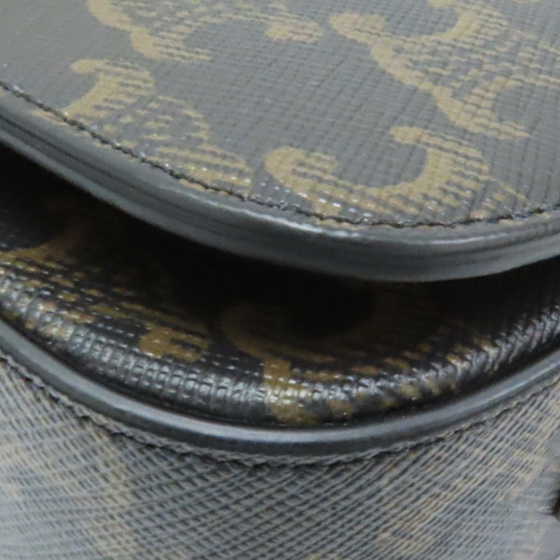 棕色 Triomphe 帆布 牛皮 Clutch On Strap Tabou 兩用包-11