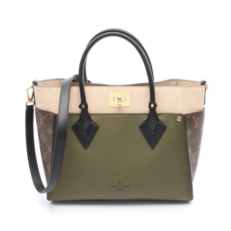 LOUIS VUITTON On My Side 中型單肩托特包 手提包 M55302 皮革字母卡其色-0