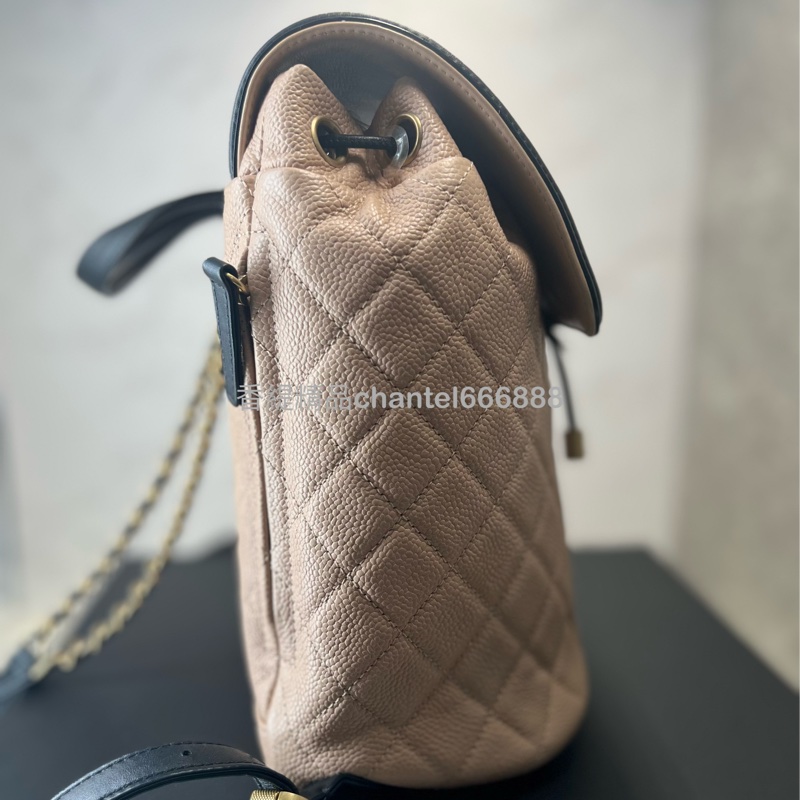 💗香緹國際精品💗 大雙C後背包 奶茶色 荔枝牛-6