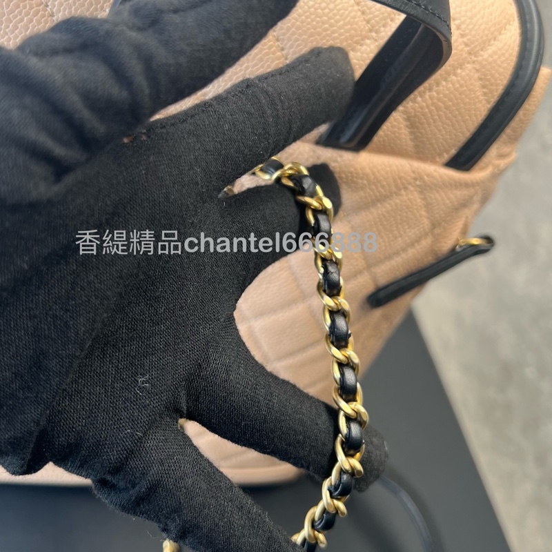 💗香緹國際精品💗 大雙C後背包 奶茶色 荔枝牛-13
