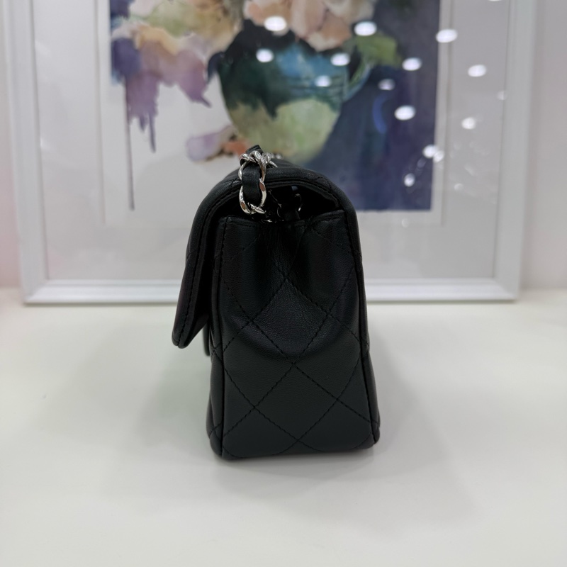 Chanel香奈兒 CF 大mini 黑銀 29開-4