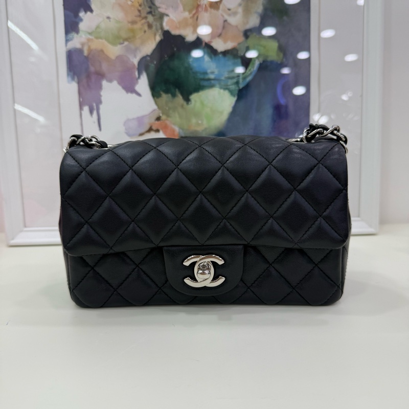 Chanel香奈兒 CF 大mini 黑銀 29開-6