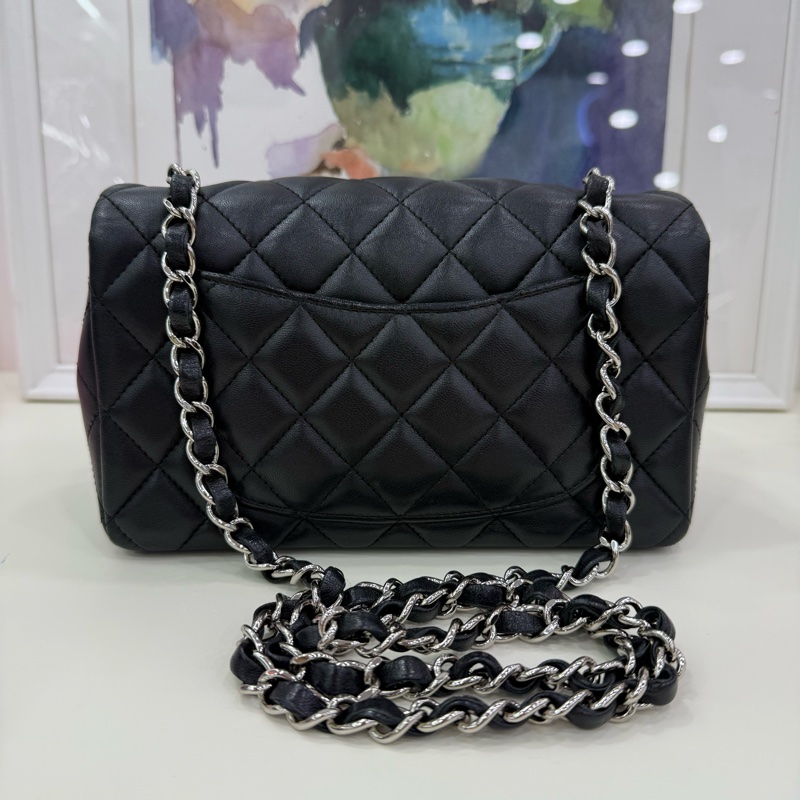 Chanel香奈兒 CF 大mini 黑銀 29開-7