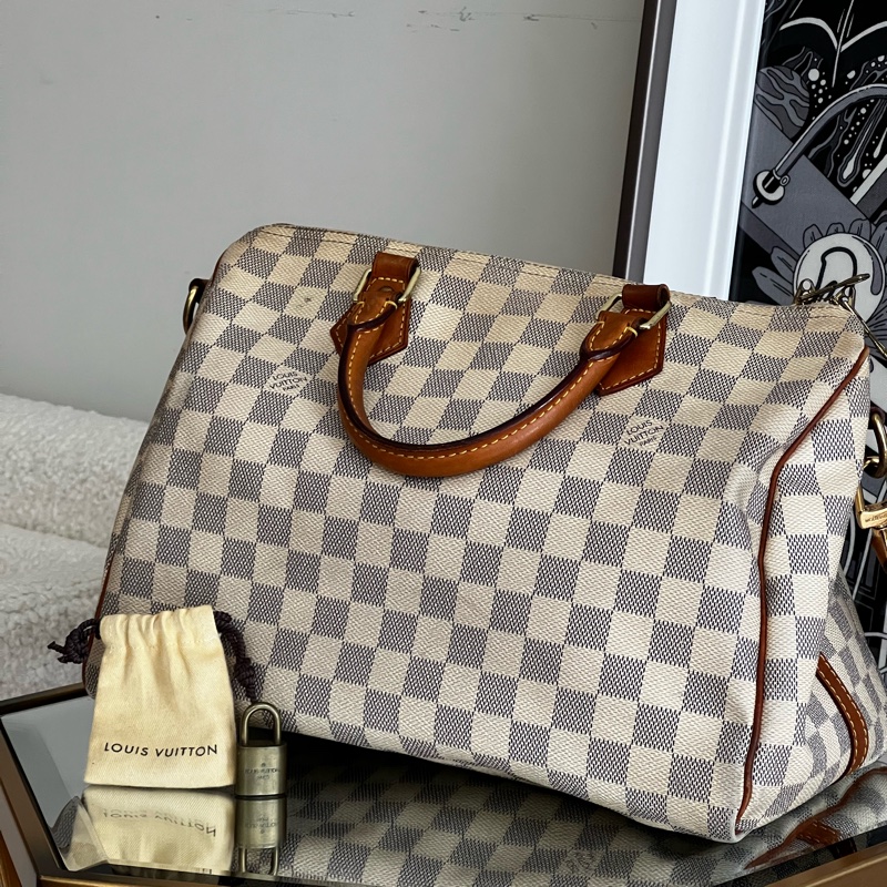 LOUIS VUITTON 白色棋盤 SPEEDY30(二手)-0