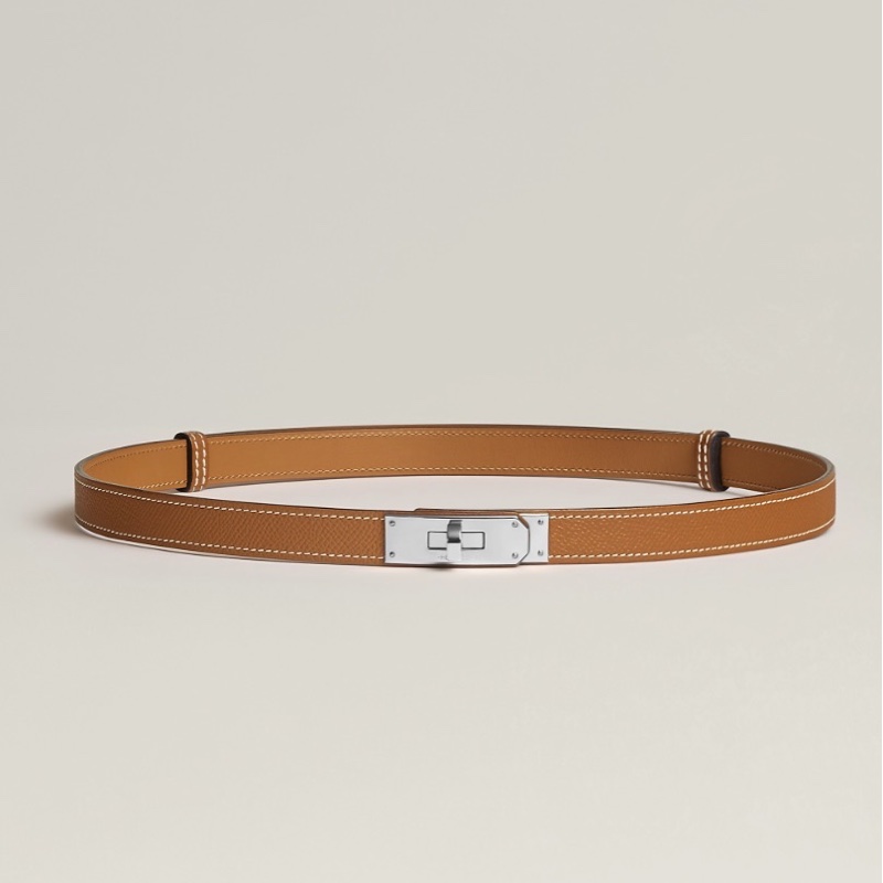HERMÈS 愛馬仕 Kelly 18腰帶 白色＋金 / 金棕+銀-1