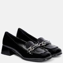 促銷品 MIU MIU 漆皮 粗跟樂福鞋 36.5 碼-4