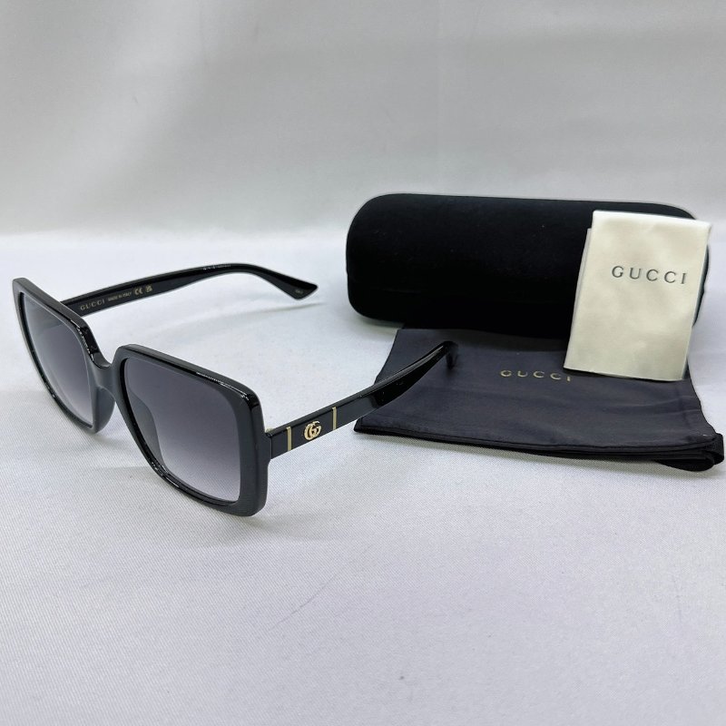 GUCCI 黑框小金雙G墨鏡-0