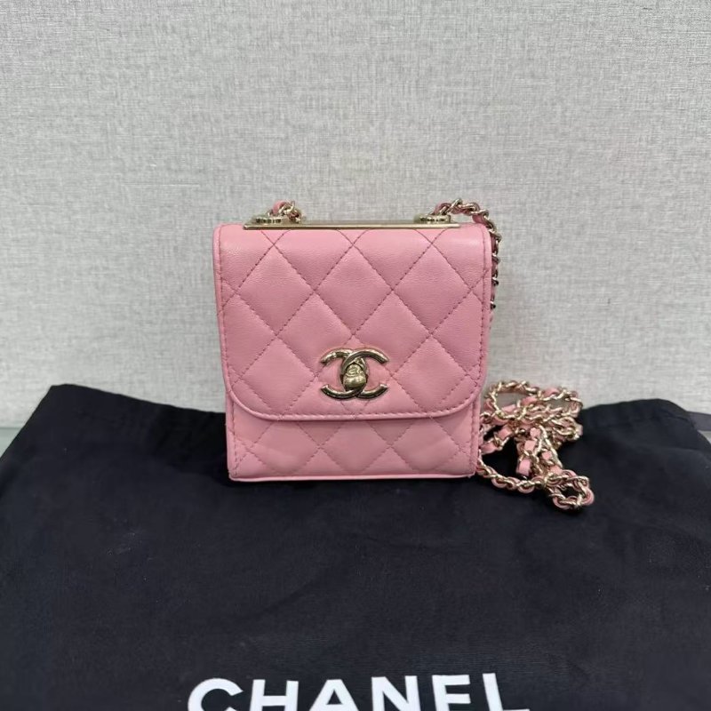 ✨CHANEL Trendy cc mini 粉金 肩背斜背包 11*12*5 98新配件塵袋-0