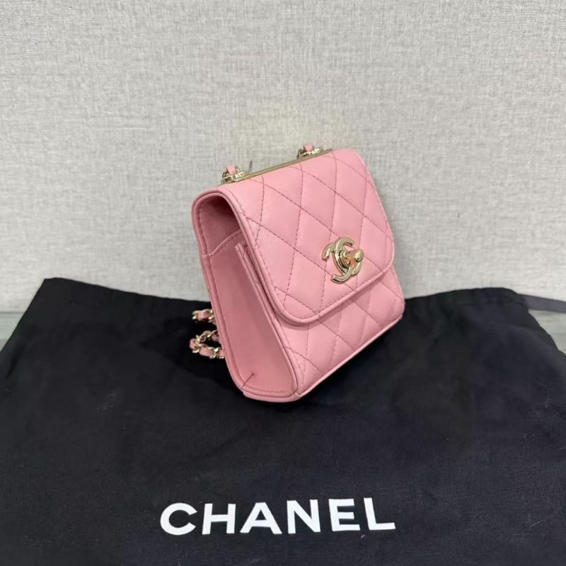 ✨CHANEL Trendy cc mini 粉金 肩背斜背包 11*12*5 98新配件塵袋-5