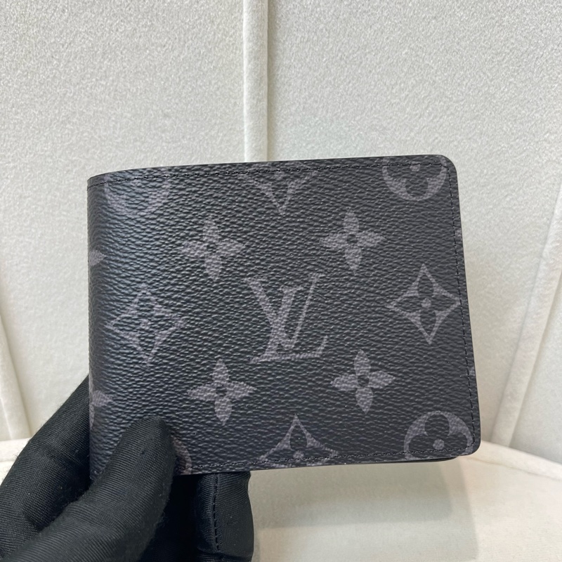 Louis Vuitton 路易威登 黑花 老花 對摺銀包 (O391)-0