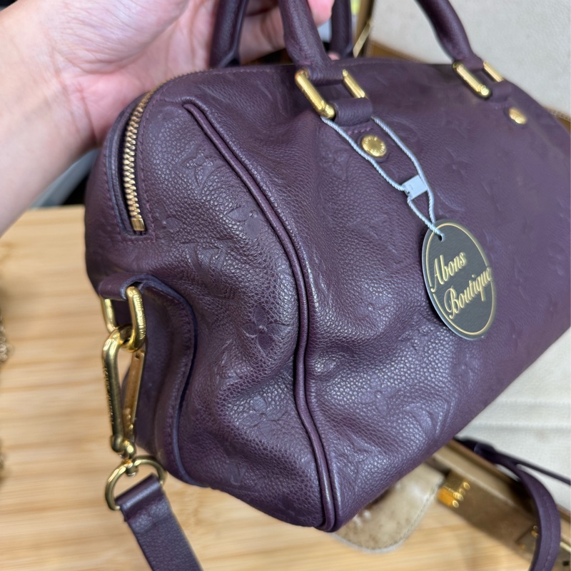 Louis Vuitton 酒紫壓紋老花Speedy 25/ 背帶款💜有便宜-1