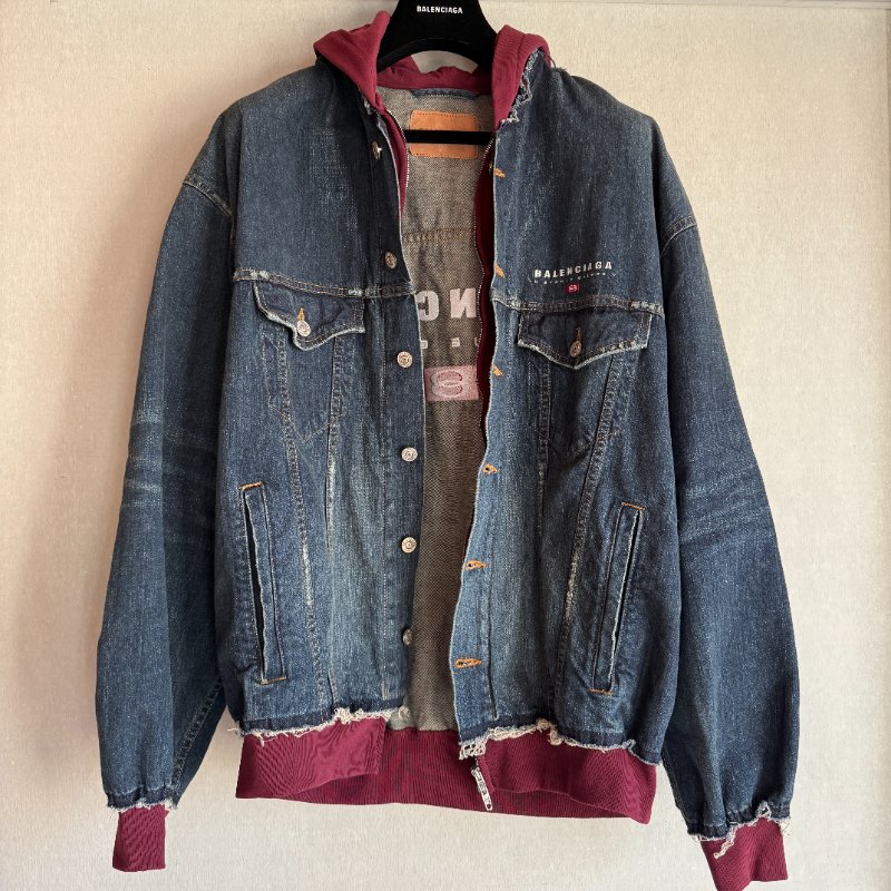 Men's Patched Denim Jacket in Blue/dark Grey-0