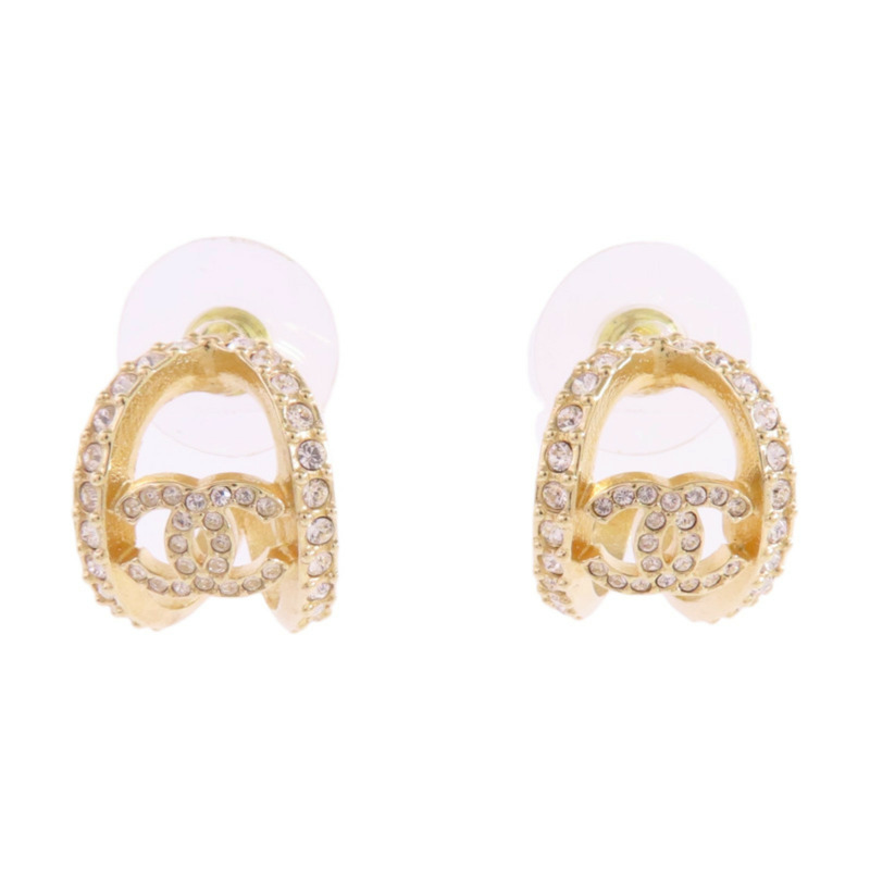 CHANEL 金屬/水鑽Earrings金扣耳環-0