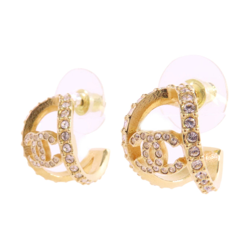 CHANEL 金屬/水鑽Earrings金扣耳環-1